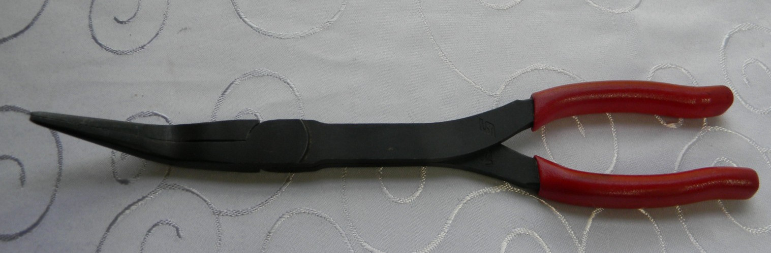 SNAP-ON 11″ TALON GRIP LONG-NECK 35° BENT NEEDLE NOSE PLIERS #411CF USA MADE