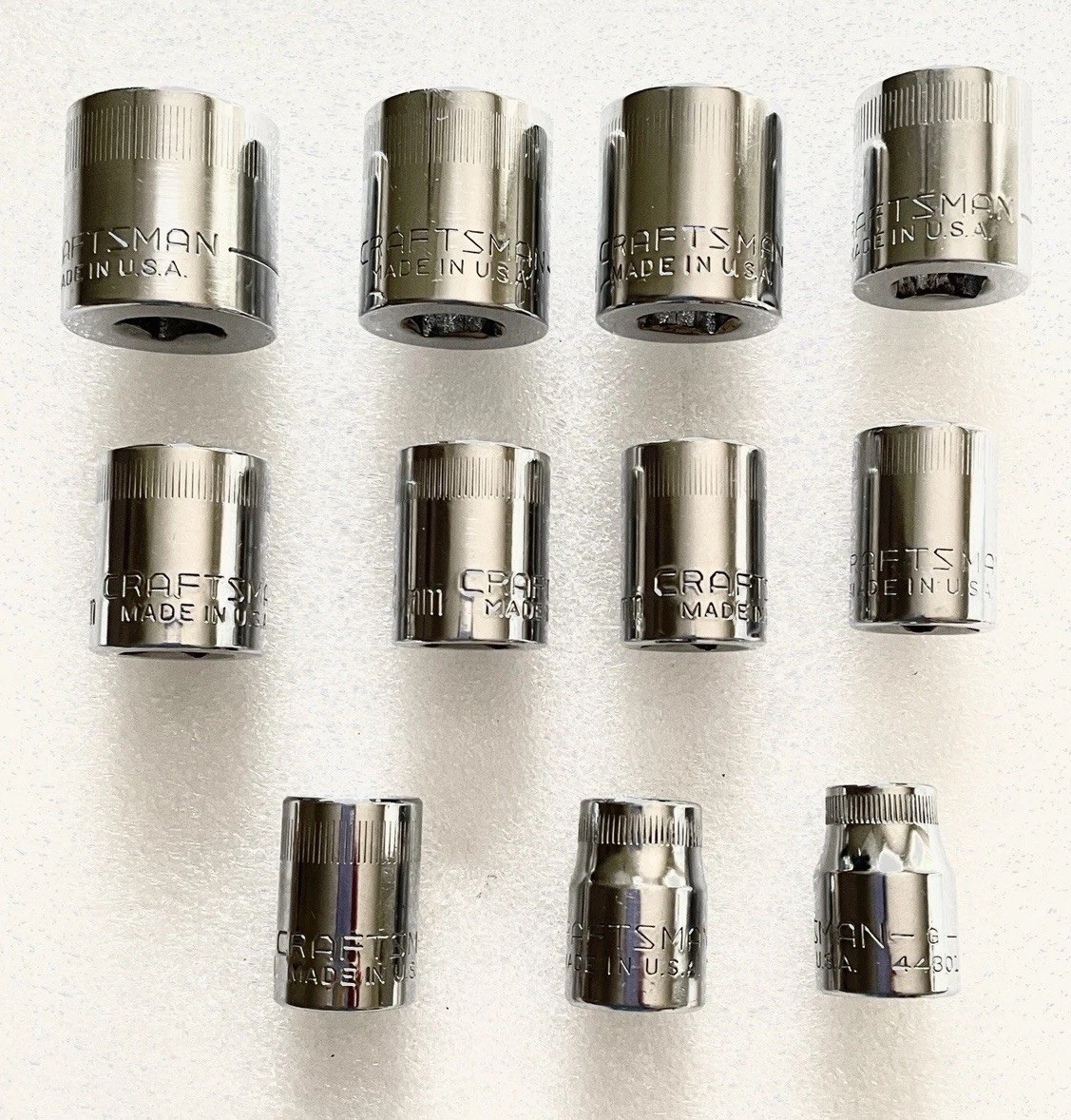 VTG CRAFTSMAN 11 PC G &V SERIES 12 PT 3/8” DRIVE METRIC SHALLOW SOCKETS 9MM~19MM