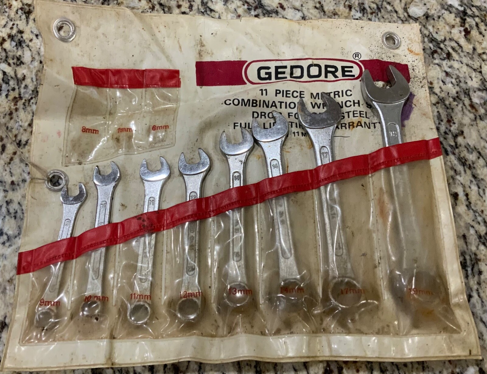 Gedore 8 Piece No. 14 12 Pt. Combination Metric Wrench Set Vintage Drop Forged