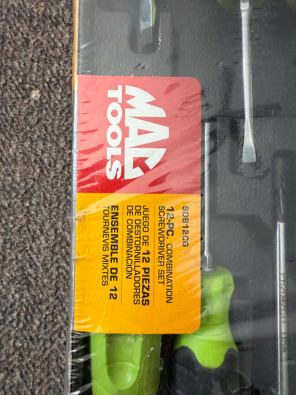 NEW RARE COLOR MAC TOOLS USA 12PC COMBINATION SCREWDRIVER SET NOS SDB12CG