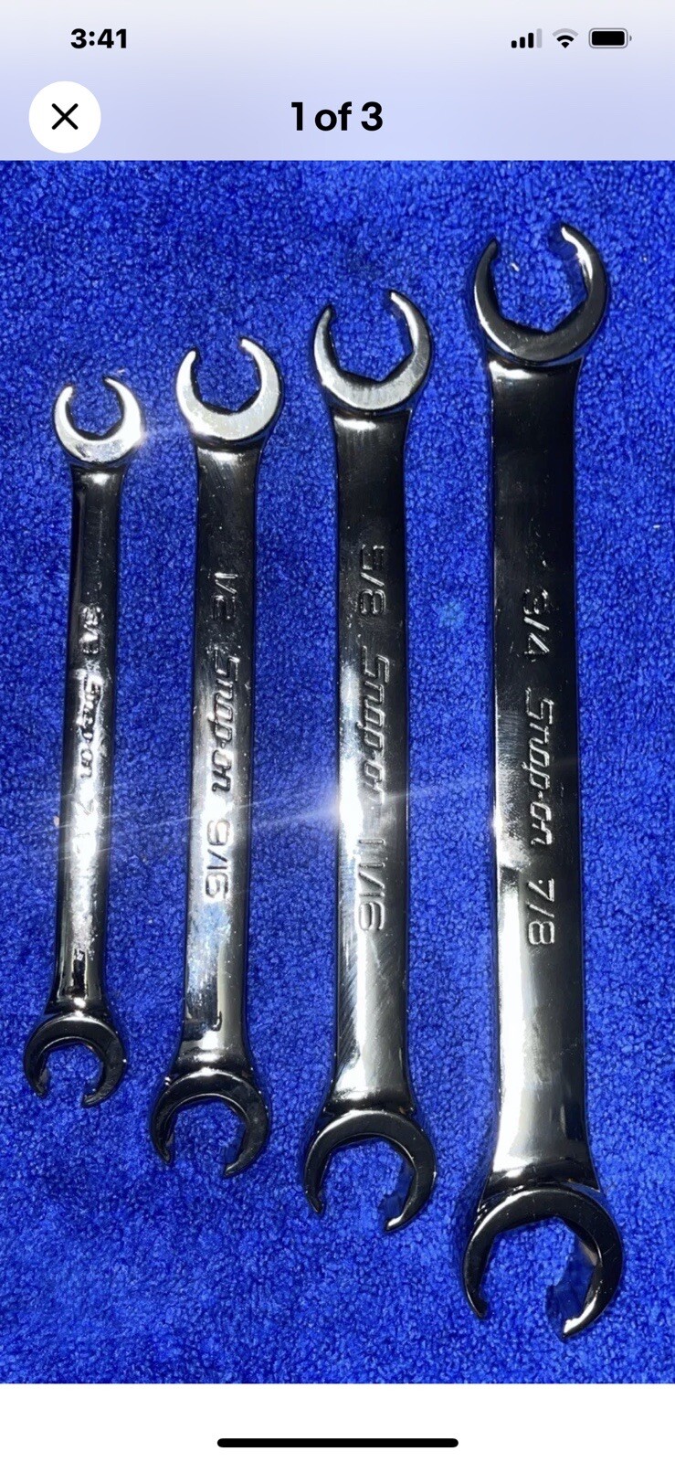 NEW Snap-On Tools 4pc SAE Double End Flare Nut Wrench Set 3/8″- 7/8″ RXFS USA
