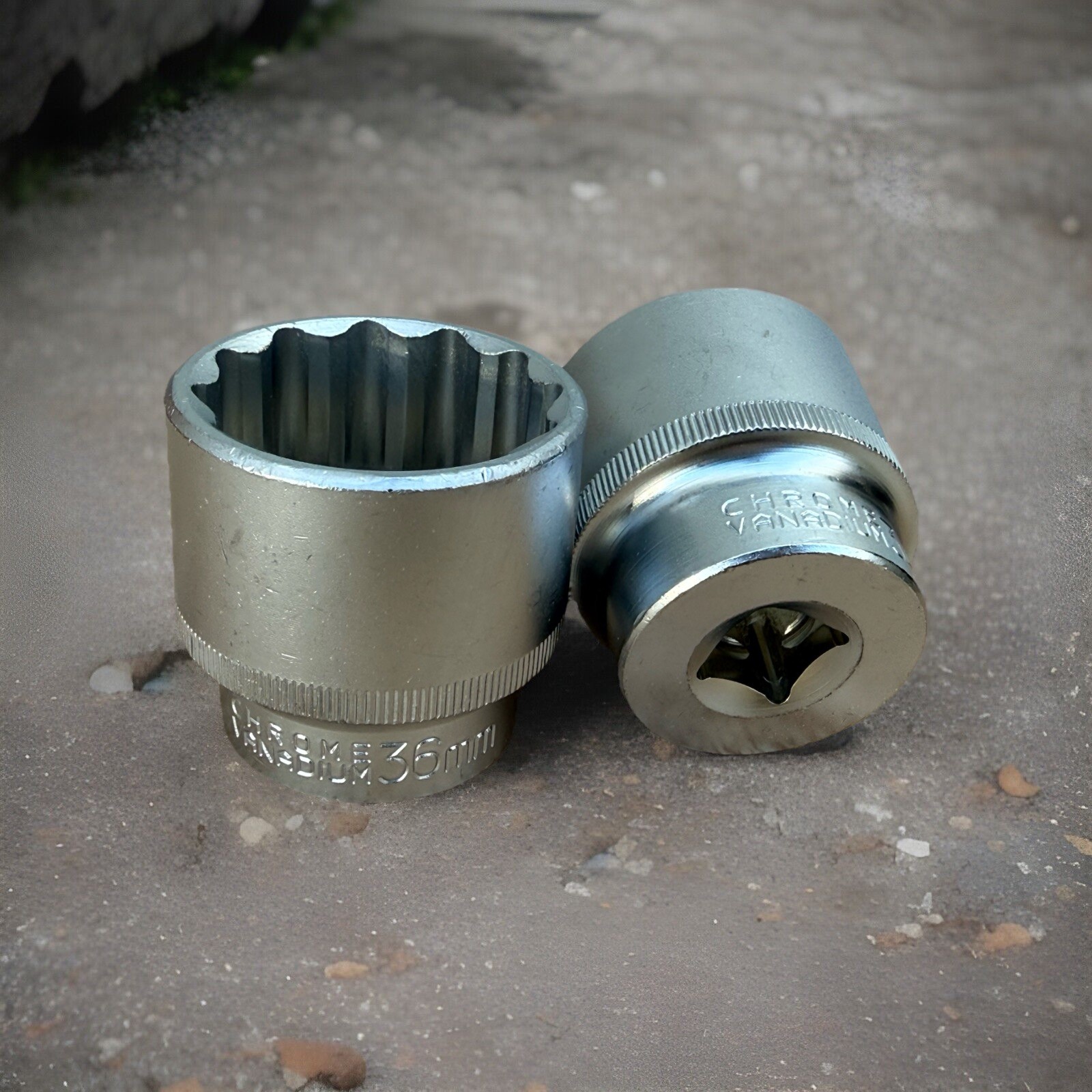 1/2” Drive 34mm & 36mm Sockets 12pt Low Profile Gear Socket 45mm Cr-V
