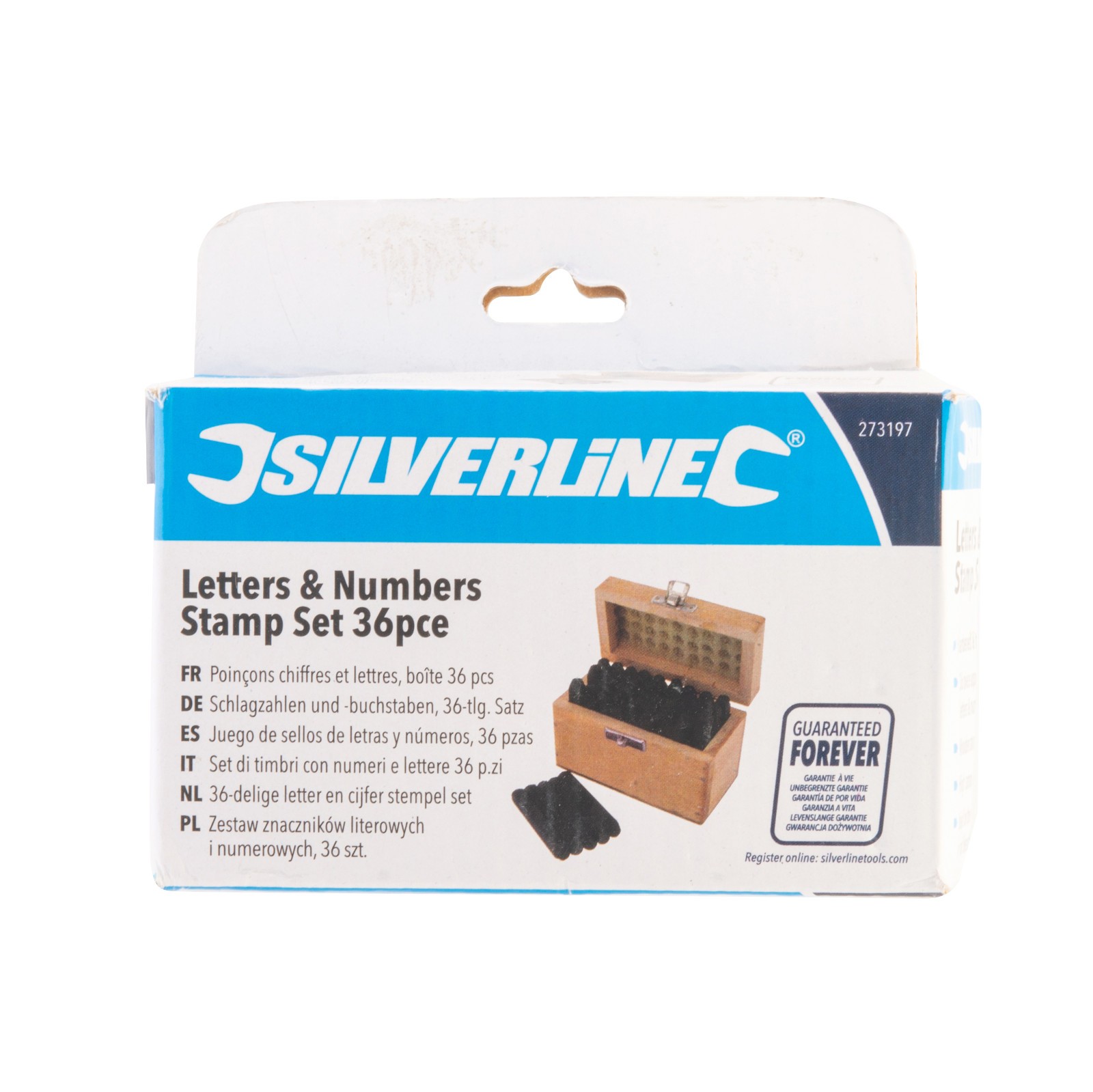 Silverline 36PC 5mm Letter & Number Stamp Set High Carbon Steel Wooden Box