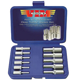 Torx Deep Socket Set, 11pc. Inverted Torx E4 Thru E18, Satin Chrome In Case New!