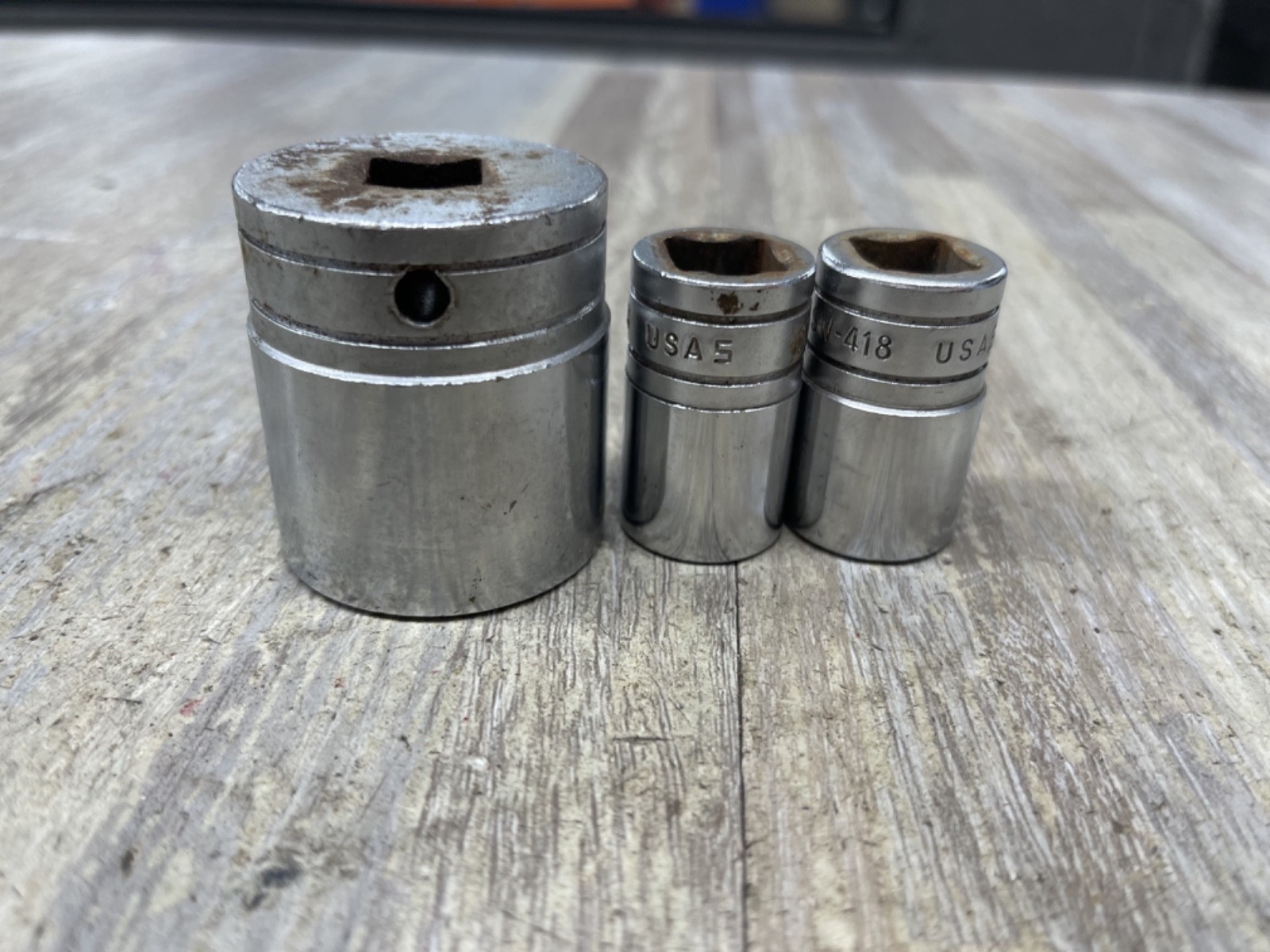 LOT OF 3 Snap-On 1/2″ Drive 1″ 8 Pt Shallow Socket SW432 SW416 SW418