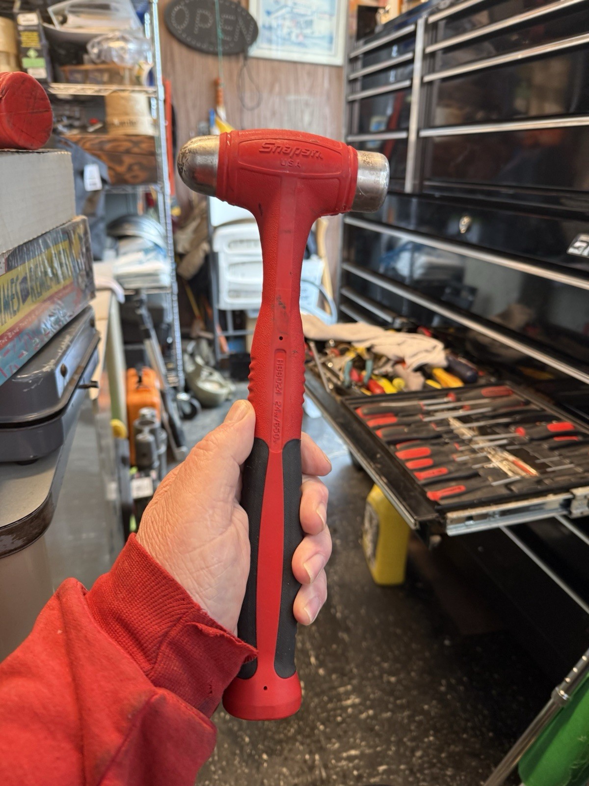 Snap-on tools Ball Peen Dead Blow Hammer 24 oz Red HBBD24 USA Nice!