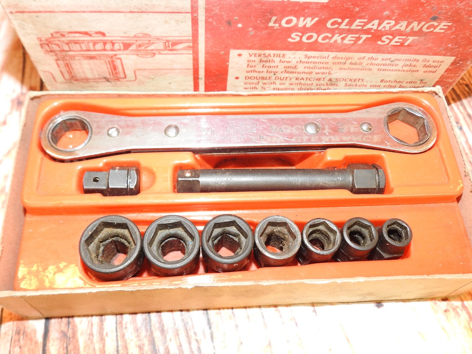 AFR-100 1964-69 Snap On Low Clearance PASS THRU Ratcheting Socket Set