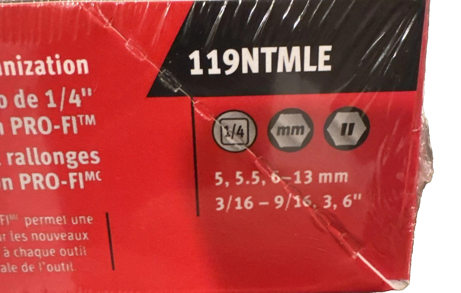 Snap-on 19pc 1/4”dr metric/sae power socket & extension foam set 119ntmle NEW