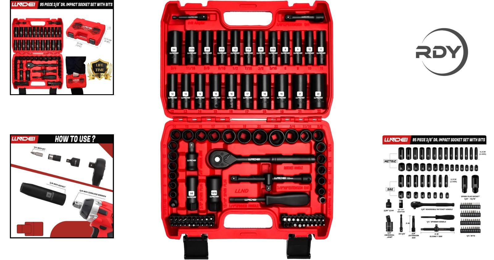 Versatile 3/8” Drive 95-Piece Socket Set – Deep & Shallow Chrome Vanadium Kit