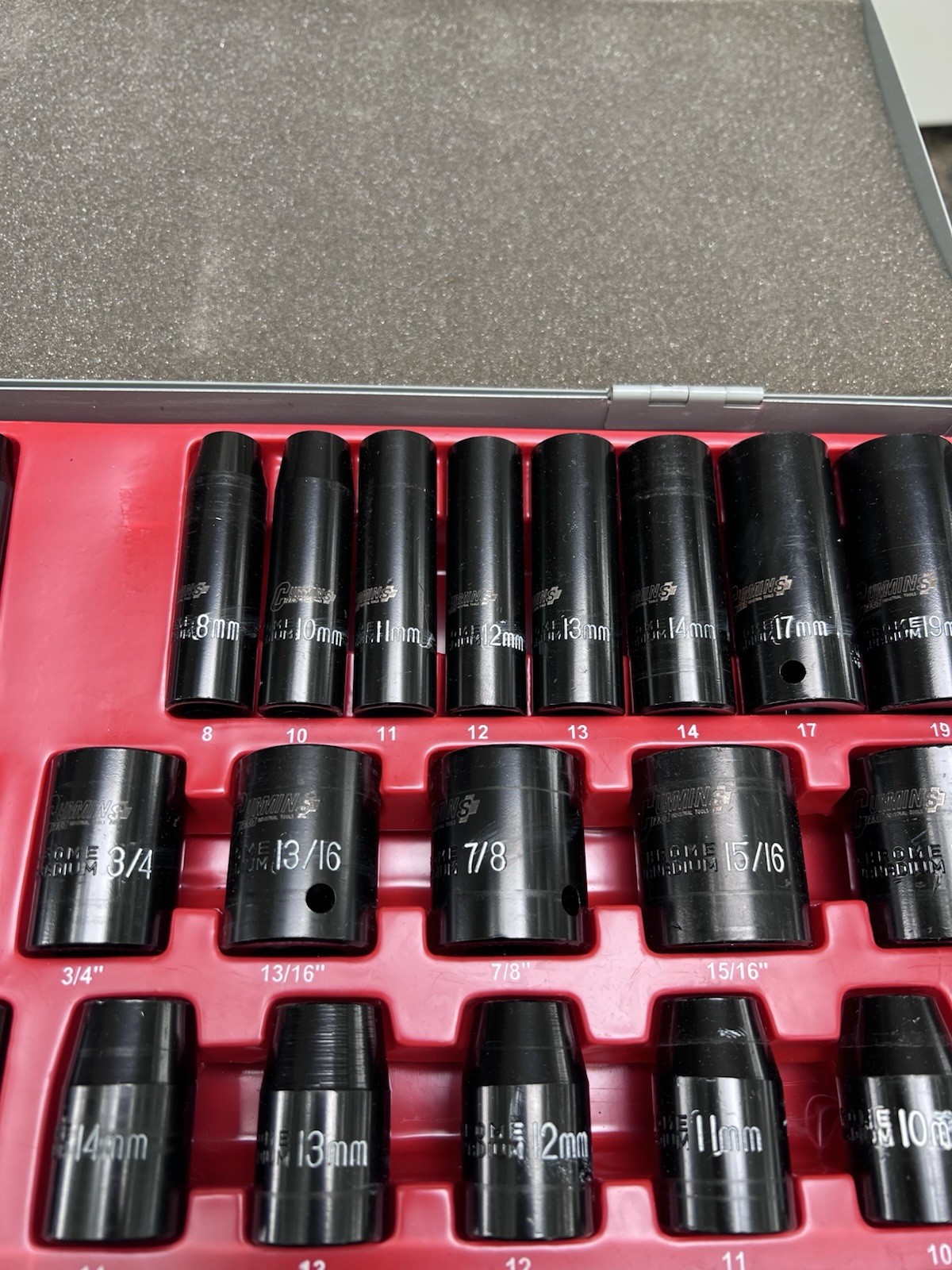 Chrome Vanadium Cummins Impact Socket Set 37 PC Set W/ Travel Case