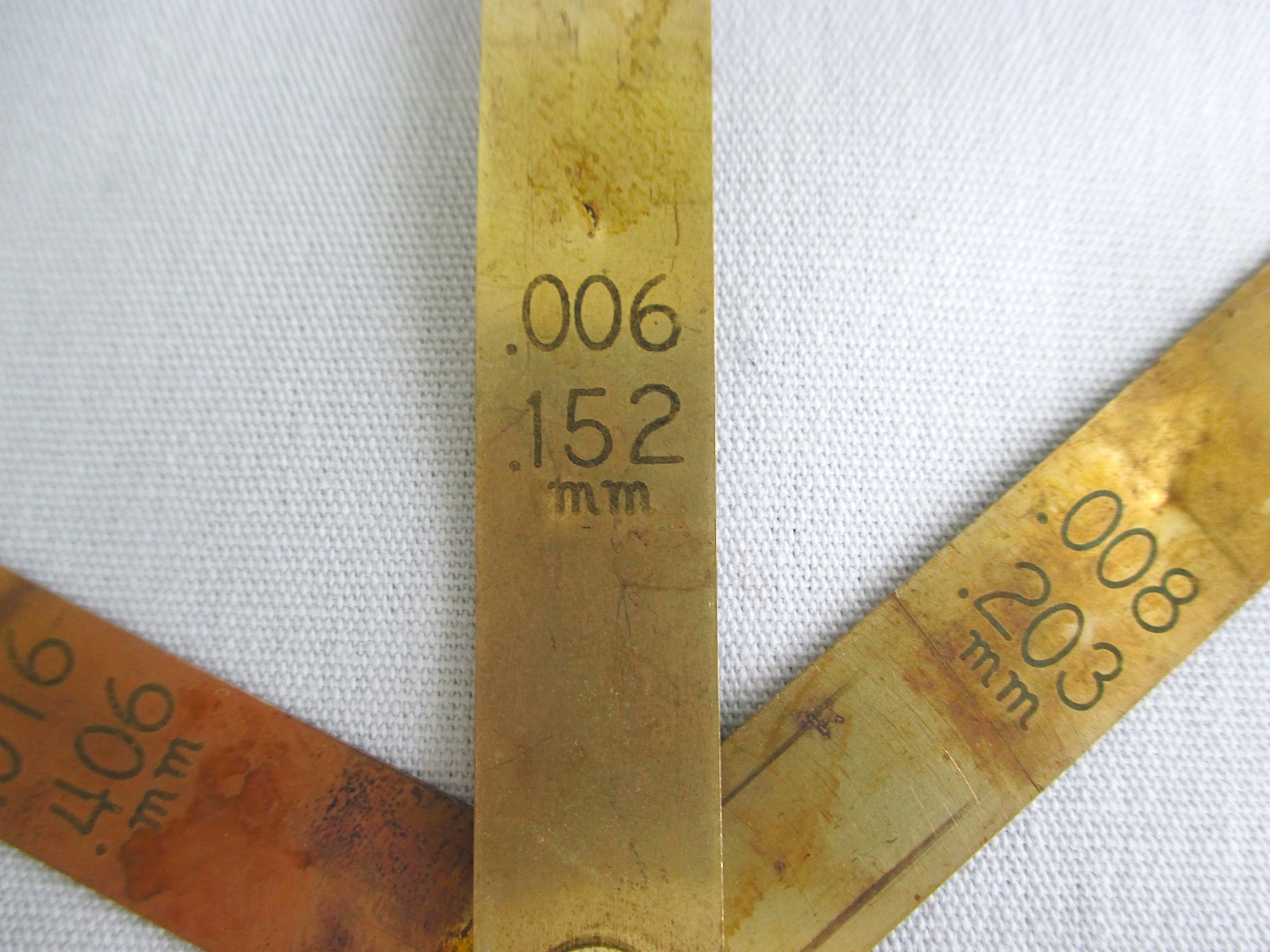 Vintage Brass Feeler Gauge 0.006, 0.008, 0.010, 0.012, 0.014 and 0.016 inches