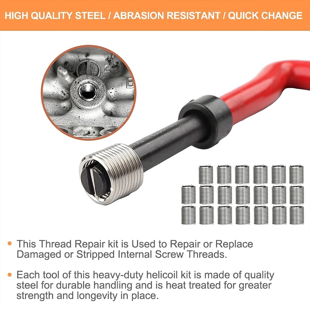 Auto Repair Tool Set for Damaged Threads M6 x 1.0mm | High-Speed Steel & Inserts