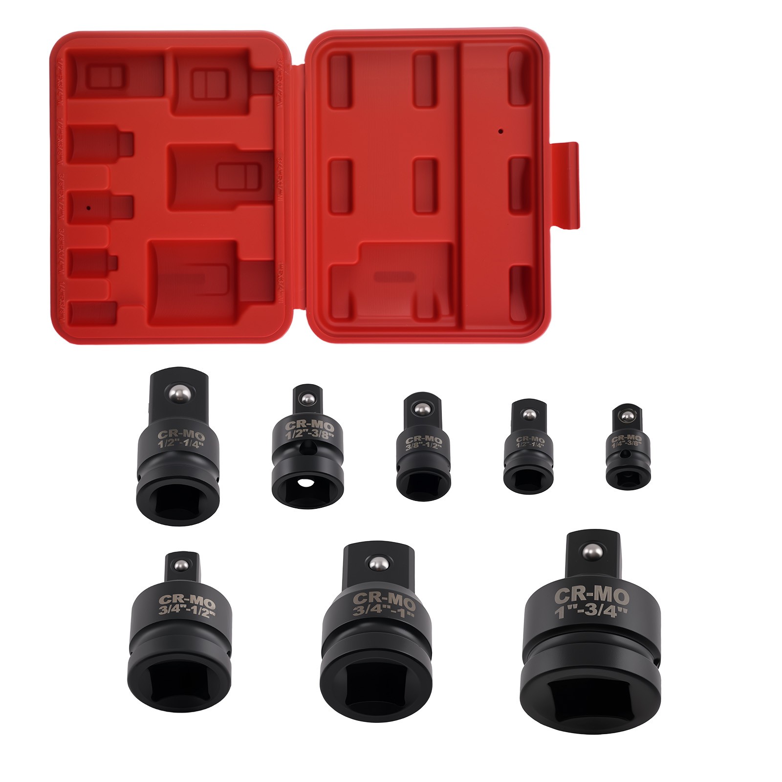 Impact Adapter Set 8pcs 1/4in 3/8in 1/2in 3/4in 1in Socket Reducer CR-MO Steel