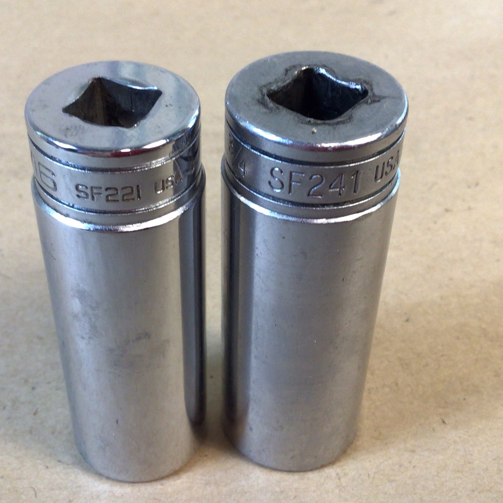 Snap On 3/4″ Deep Socket 3/8″ Drive 12 Point SF241 & 11/16” Snap On SF221