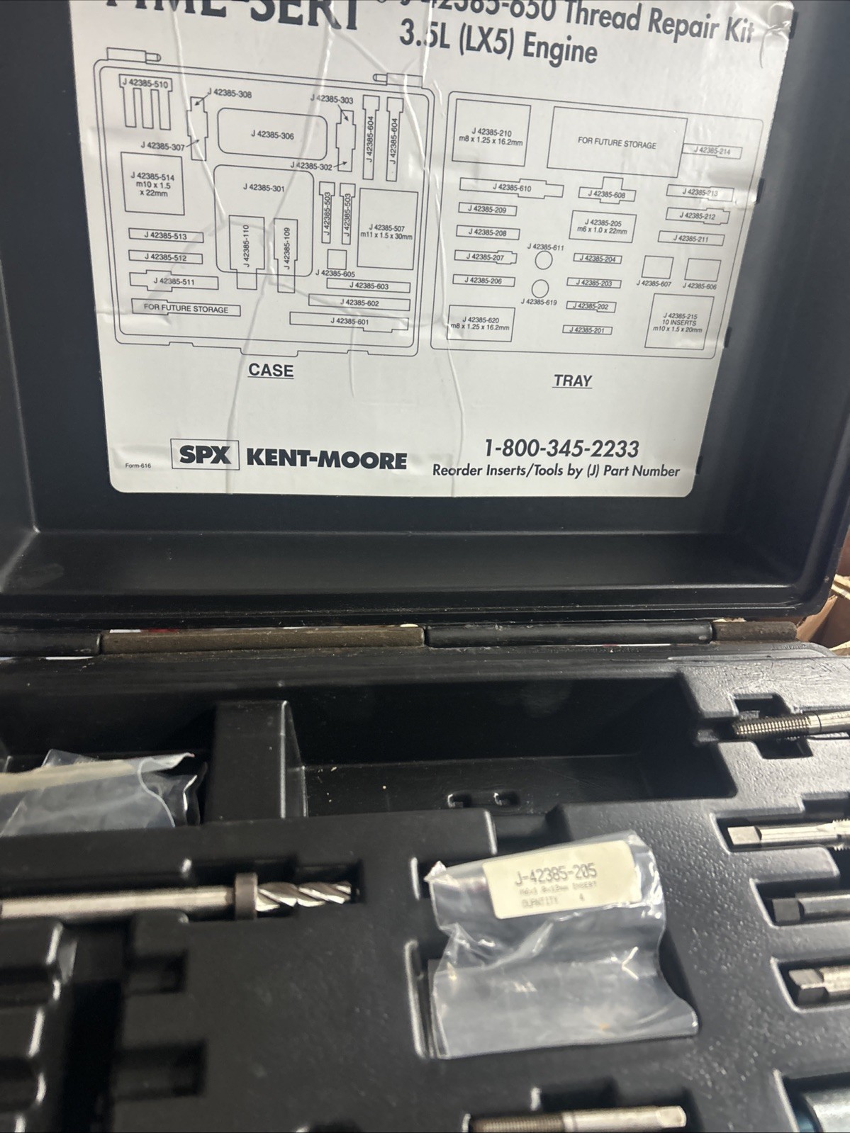 KENT MOORE J-42385-650 TIME-SERT THREAD REPAIR KIT 3.5L LX5 ENGINES (INCOMPLETE)