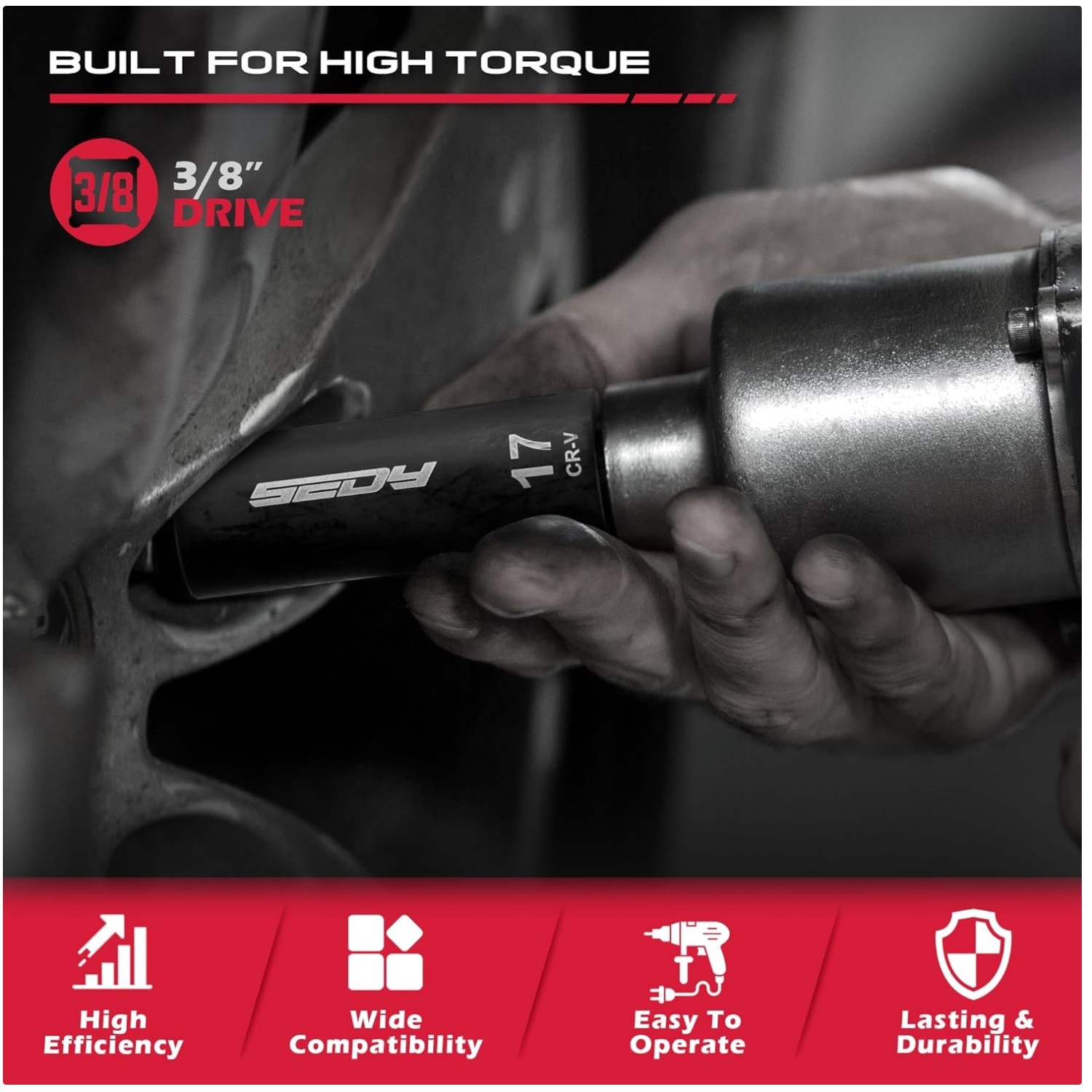 Heavy-Duty 3/8″ Drive Impact Socket Set – 49 Pc SAE Metric