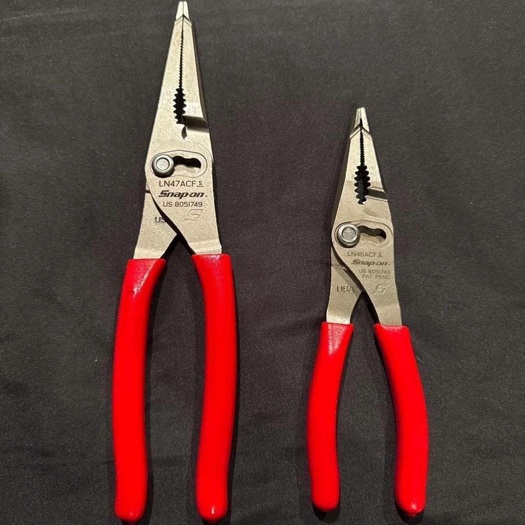 Snap-on LN47ACF & LN46ACF Needle Nose/Slip-Joint Combination RED Plier Set