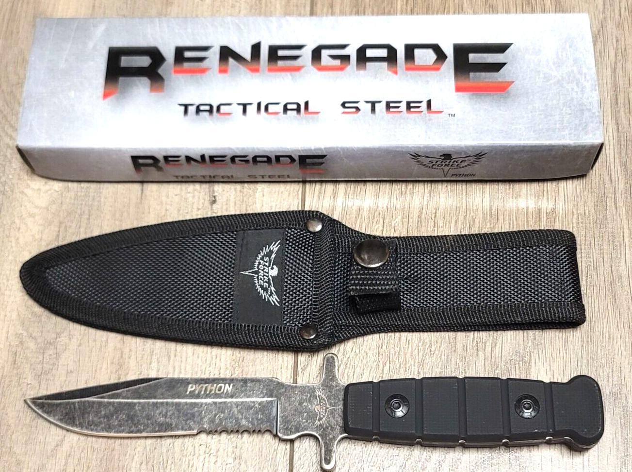 Renegade Tactical Steel Fixed Blade Full Tang Knife w/Sheath «Python» #RT109