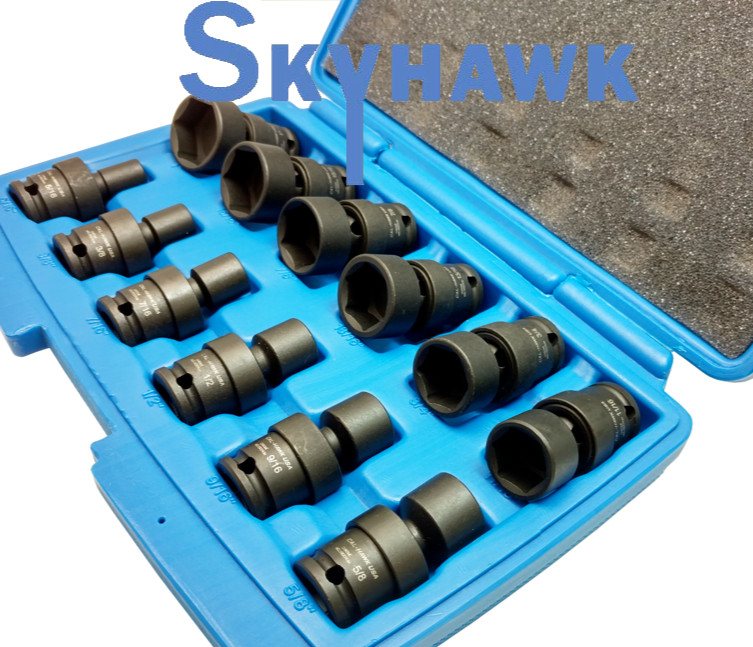 12-pc SAE 3/8″-dr UNIVERSAL SWIVEL SHALLOW IMPACT SOCKET SET