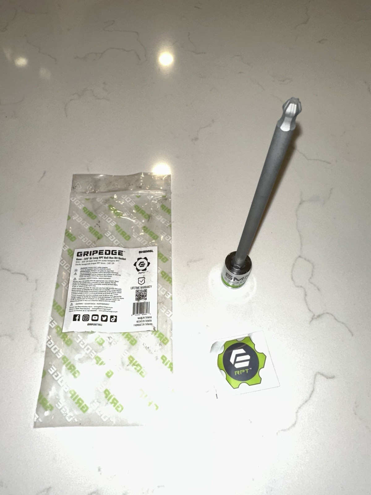 GripEdge 6mm 3/8 Drive Long Ball Hex Bit Socket BHBM6L Lifetime Warranty New