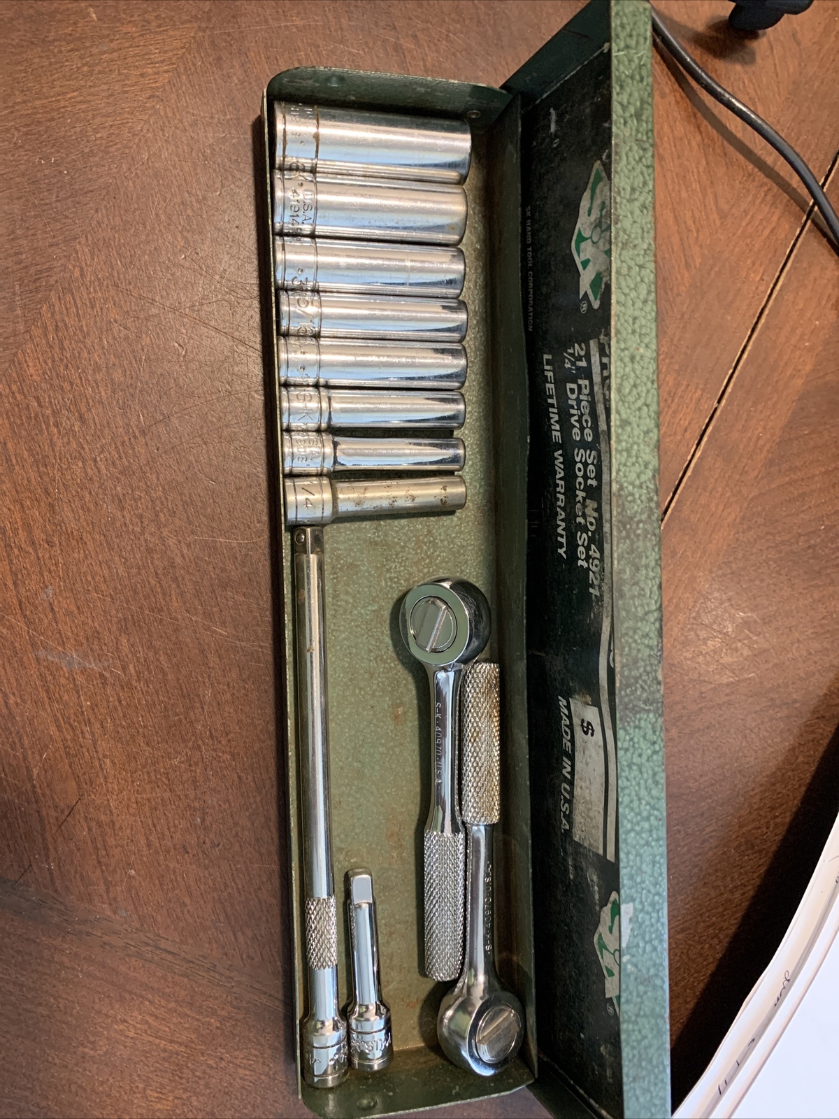 Sk Tools USA Socket Set SAE 1/4 Drive shallow deep ratchet extension service kit