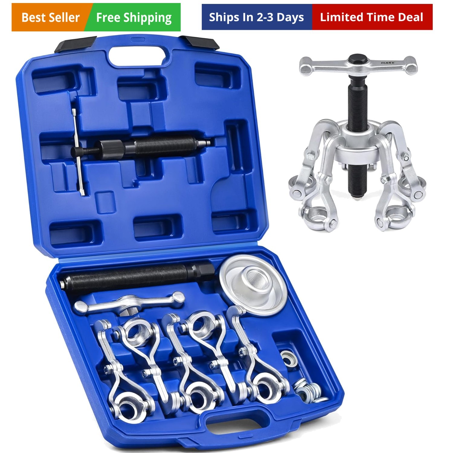 Heavy Duty Kit, Wheel Hub Removal Tool with Adjustable Hooks, Large Brake Dru…