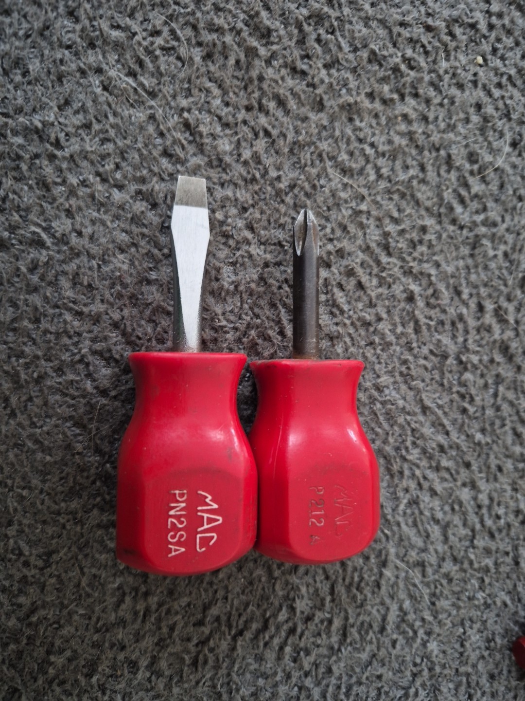 MAC Standard Flat Tip Phillips Cross Hard Handle Stubby Screwdriver Set