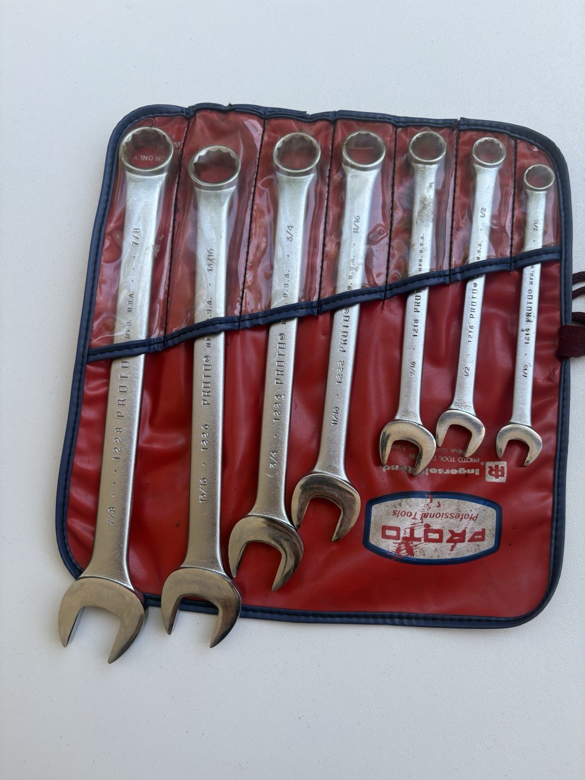 Vintage Proto Professional 7pc Combination Wrench Set 1214-1228 12pt USA Made