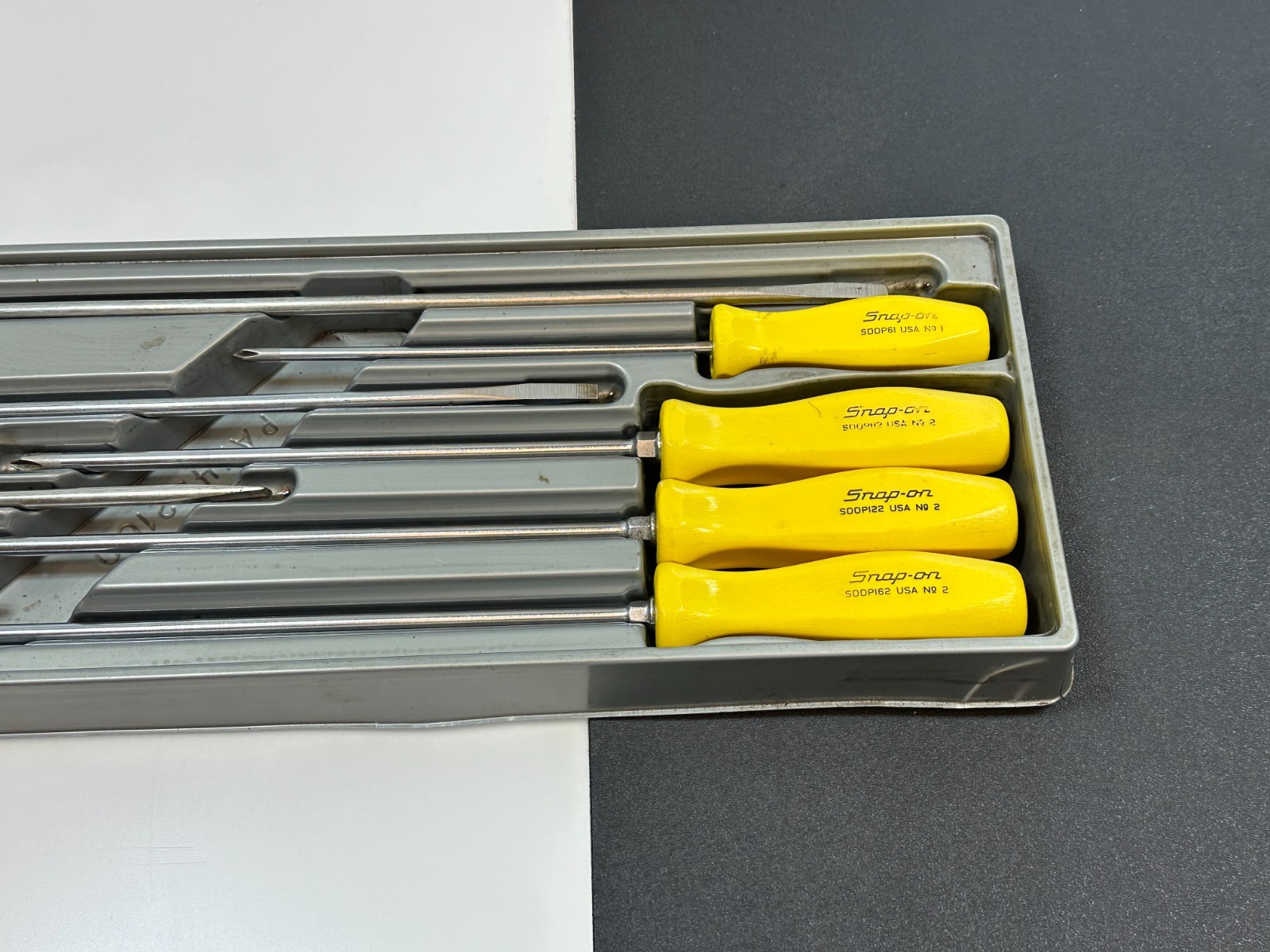 🇺🇸 Snap-on Tools USA 8pc Classic Yellow Hard Handle Cabinet XL Screwdriver Set