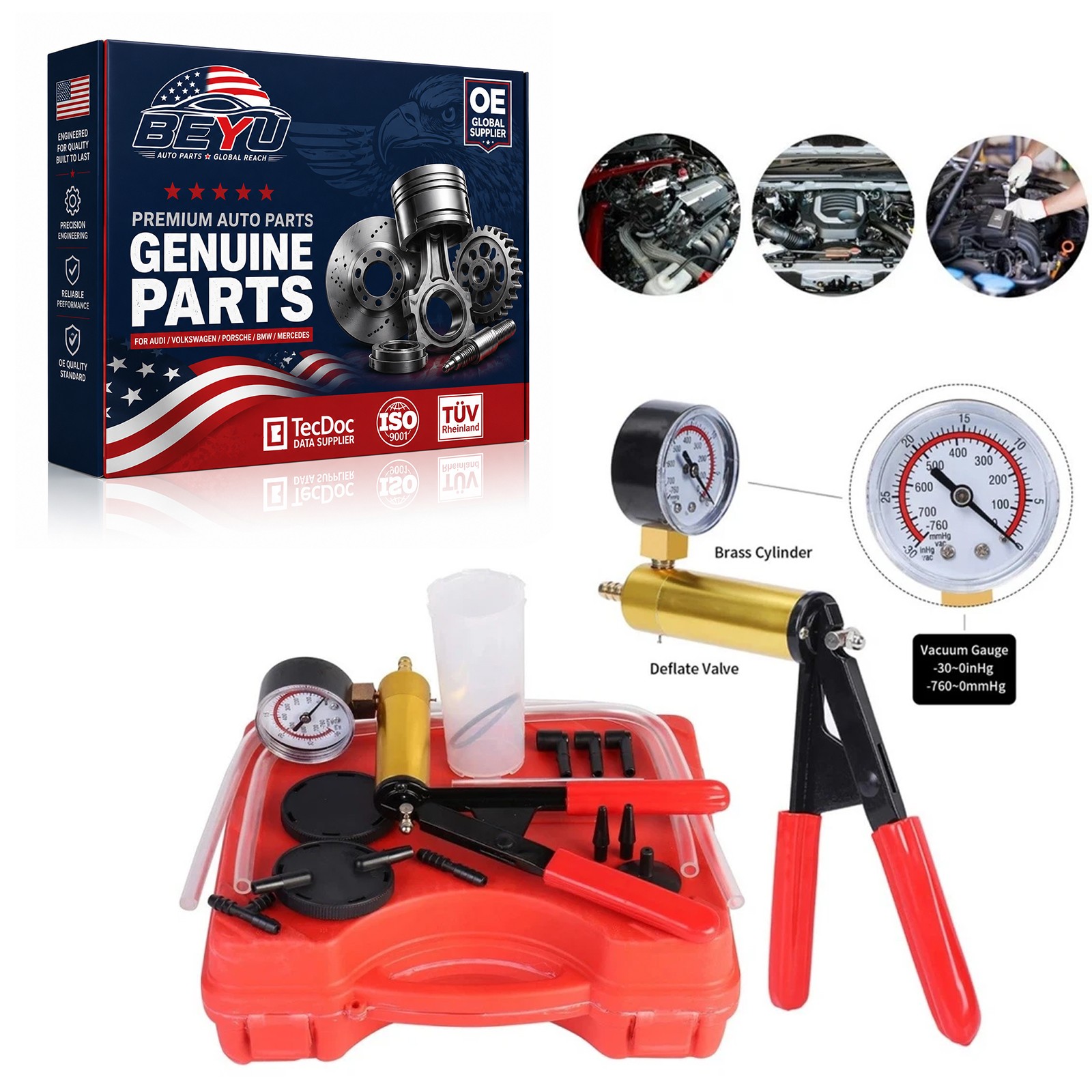 Vacuum Pump Set Aluminum Pump Pressure Vacuum Gauge Detector Vacuum Pump Kit