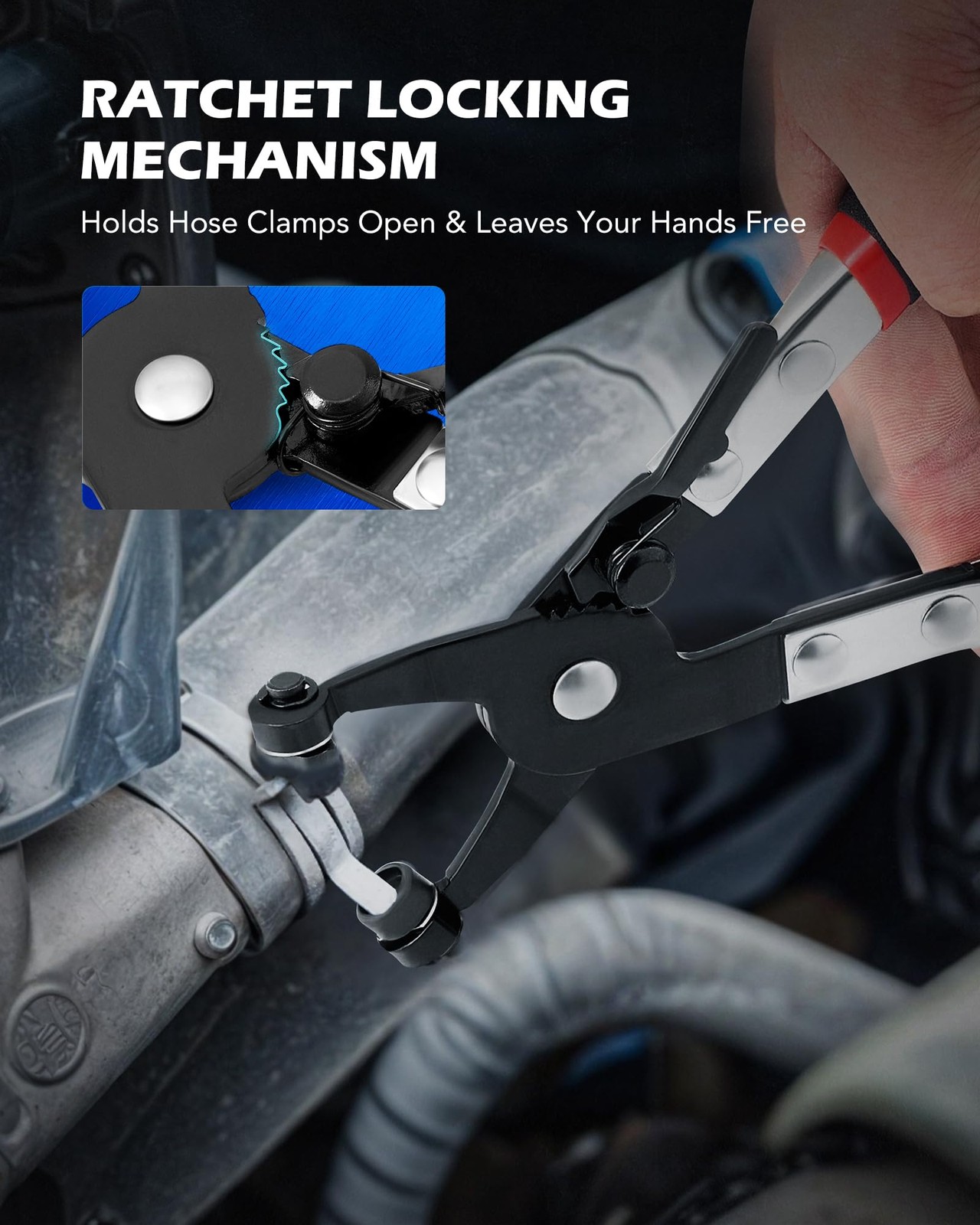9pc Hose Clamp Pliers Set Long Reach Swivel Jaw Flat Band Automotive Tool