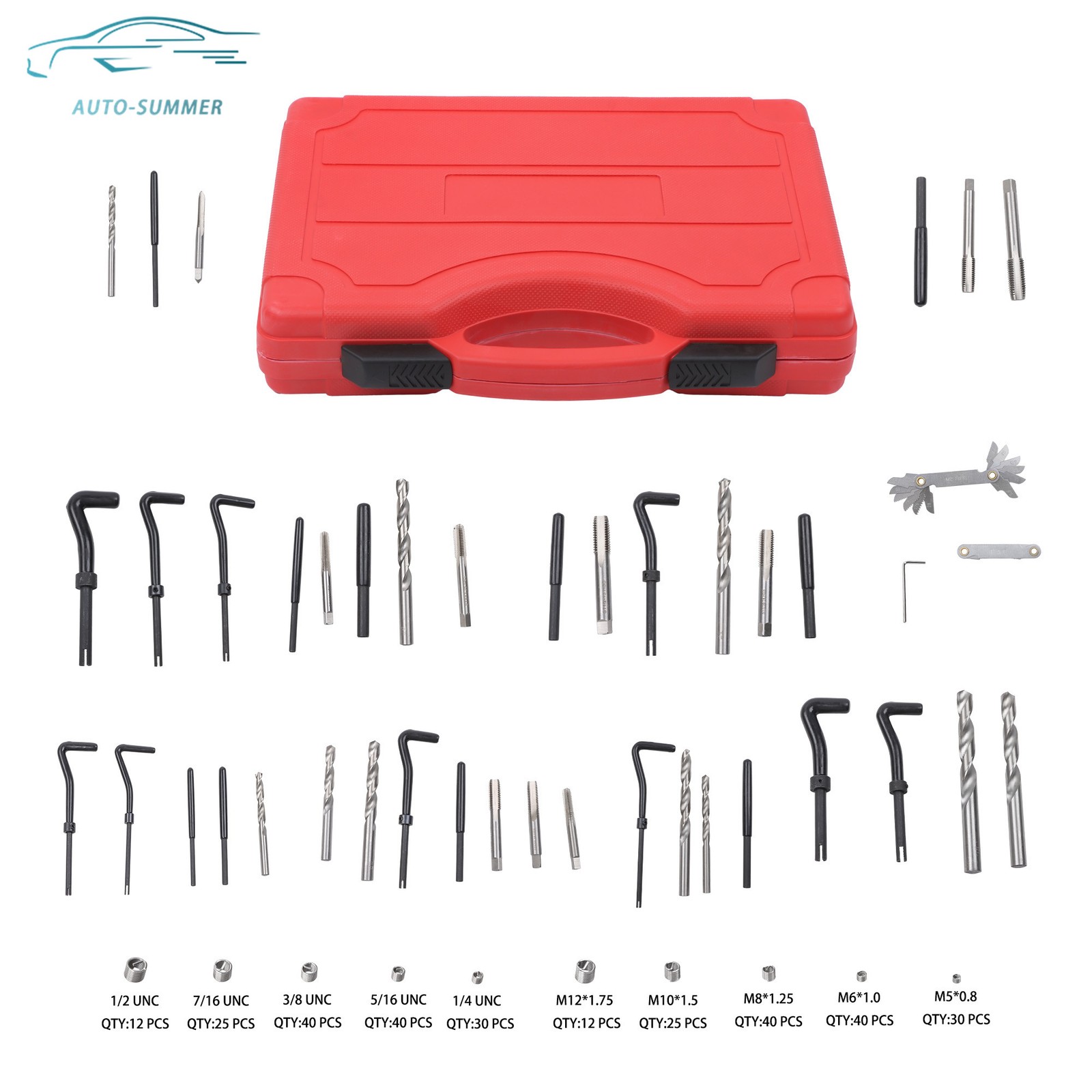 Helicoil Thread Repair Kit 338-Piece Rethreading Tool Kit SAE and Metric M5-M12