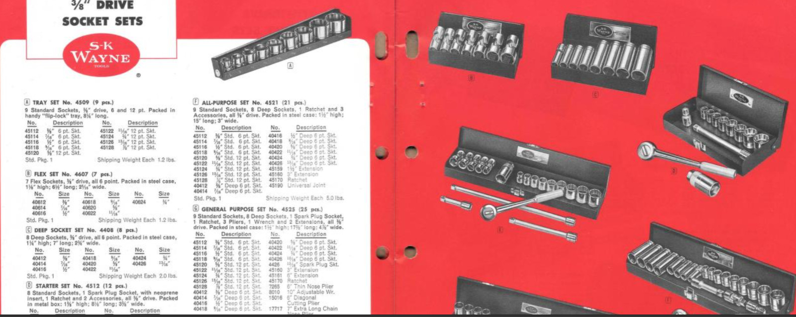 Vintage S-K / S-K Wayne 3/8 Drive Ratchet Socket Set #4521 SAE USA Complete 21pc