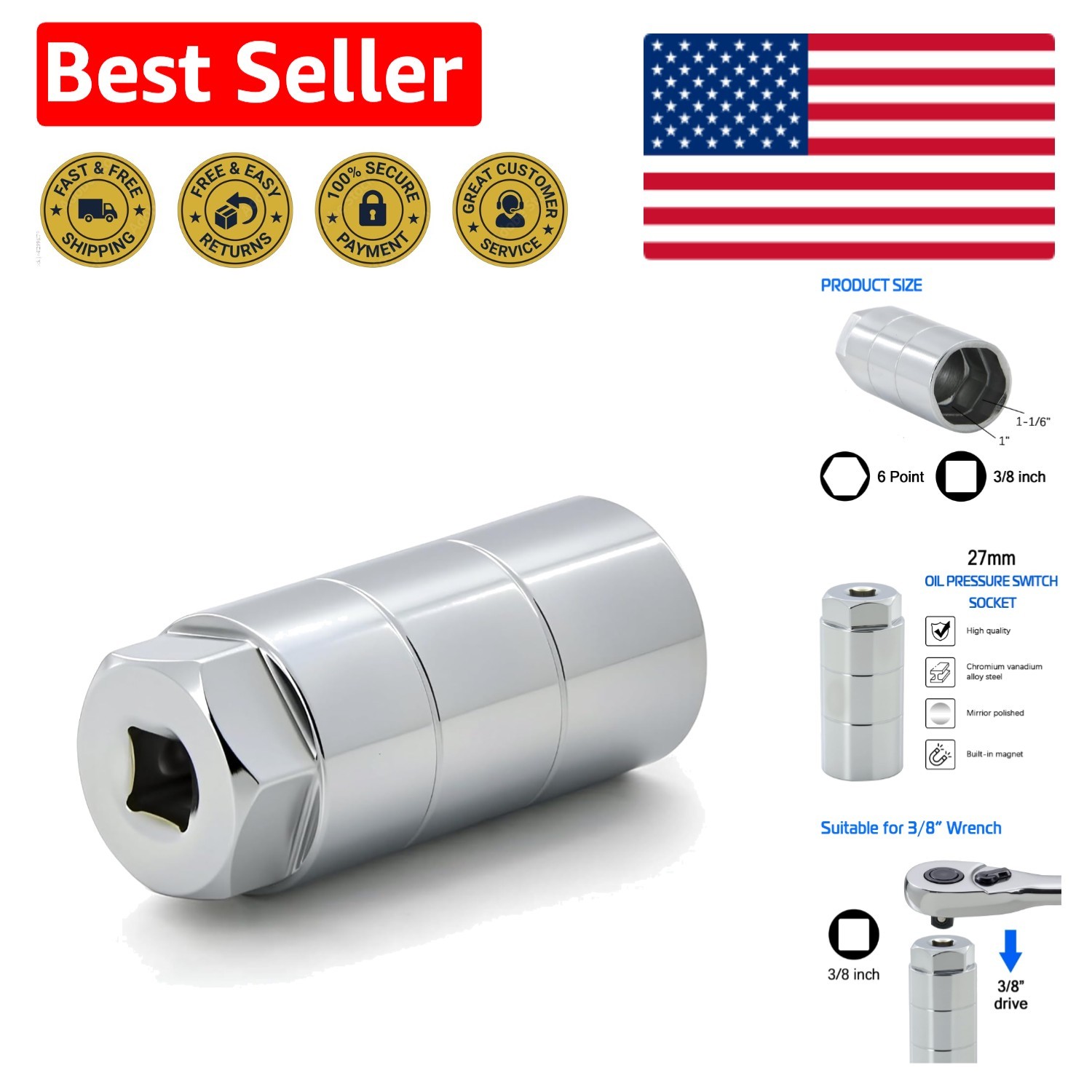 Effortless Oil Pressure Switch Replacement Socket – 1 1/16″ & 2 5/8″ Compatible