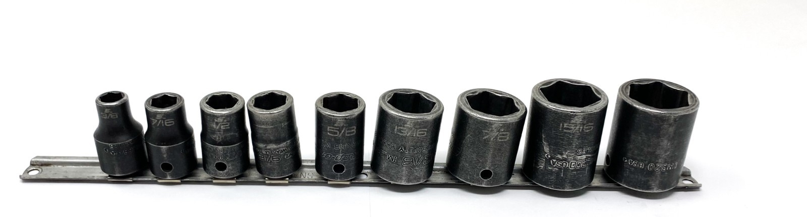 Snap-On USA 9pc SAE 1/2″ Drive 6 Pt Impact Shallow Socket Set 3/8″ to 1″ Tools