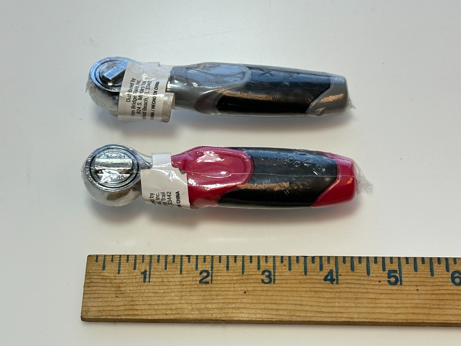 2pc Red/Gray 1/4″ Drive STUBBY Short Ratchet Set Lot, NEW in Plastic