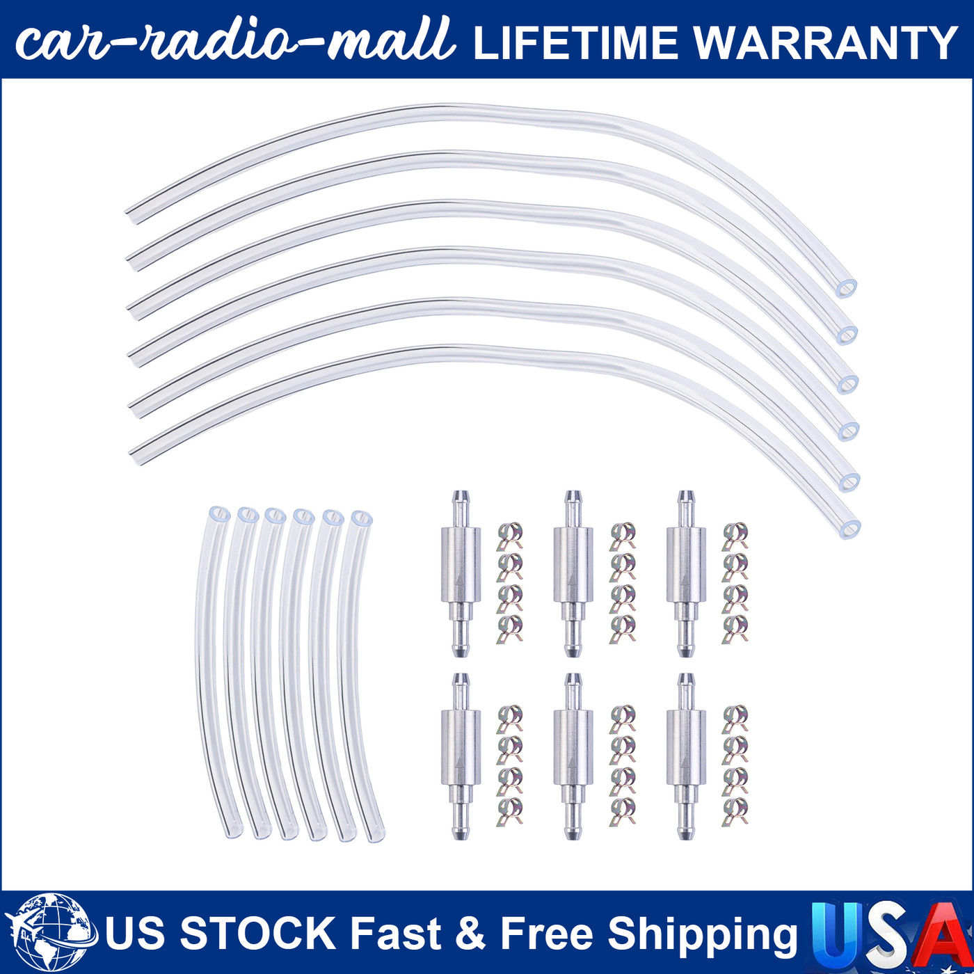 6 PCS Brake Bleeder Hose, One Way Check Valve Tube Bleeding Tool Kit Silver US