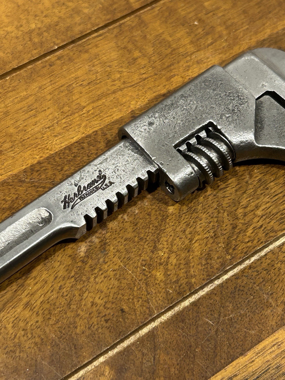 Vintage Herbrand 7” Adjustable Auto Pipe Monkey Wrench & Ball Peen Pein Hammer