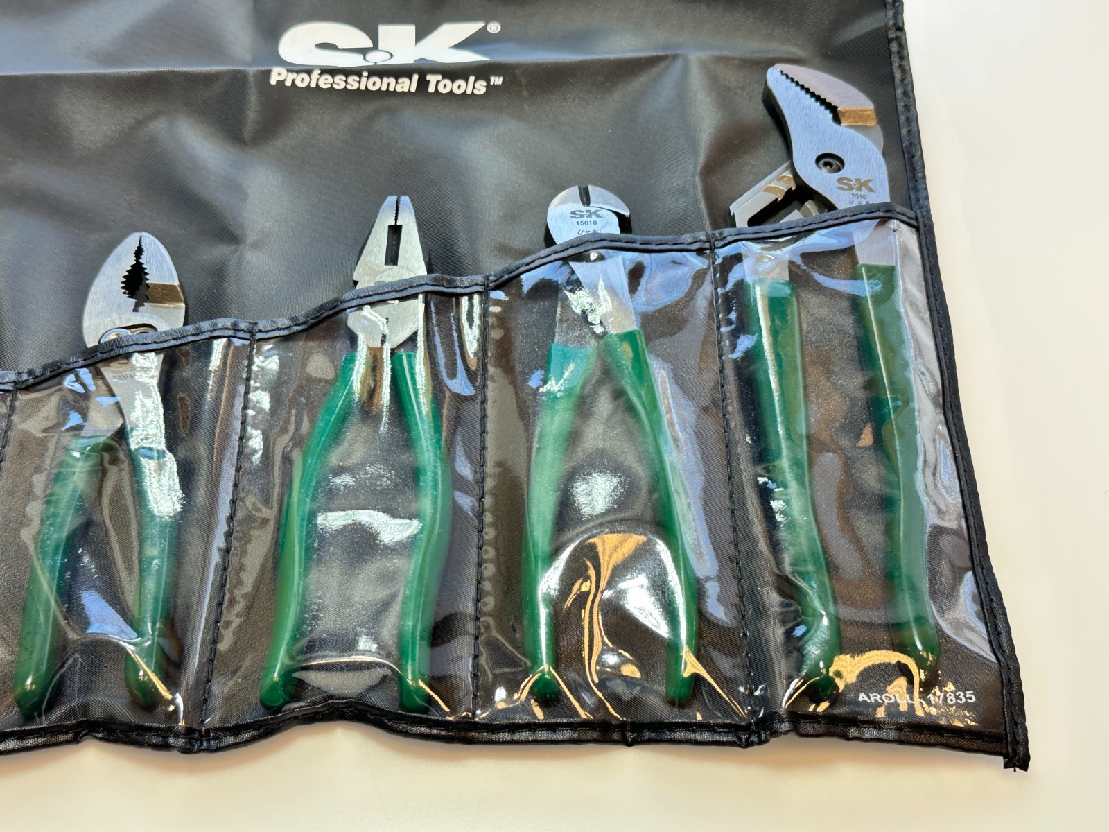 NEW SK Tools USA 5pc General Purpose Pliers Set, Green Cushion Grip w/ Kit Bag