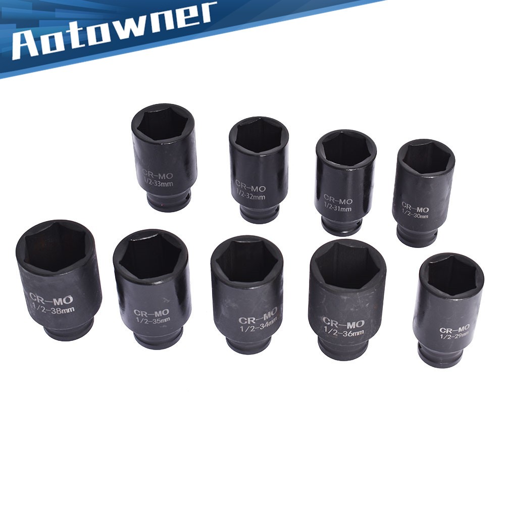 9PCS 1/2″ Drive Deep Impact Socket Set – Metric Axle Hub Nut Sockets 29-38mm