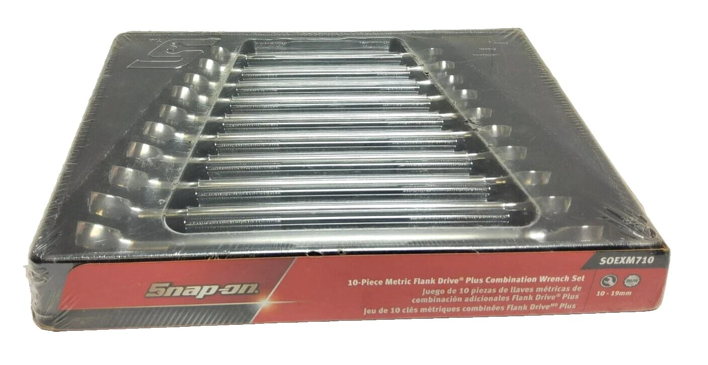 Snap-On 10-piece metric flank drive plus combination wrench set 10-19mm soexm710