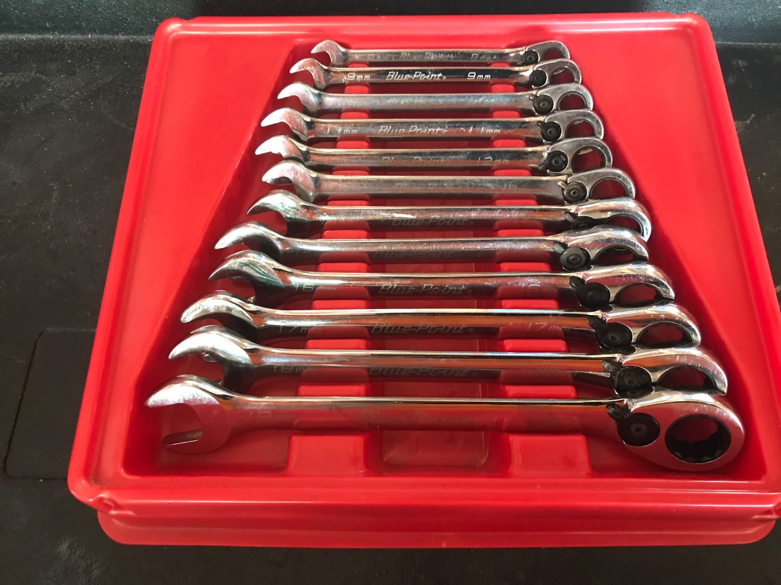 Blue Point BOERM712 Metric Ratcheting Reversible 12pc Wrench Set 8-19mm