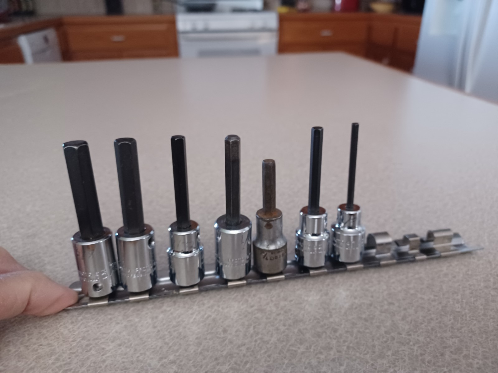 PROTO USA Professional Hex 3/8 Drive Socket Bit Set 7 Piece SAE 1/8 to 3/8
