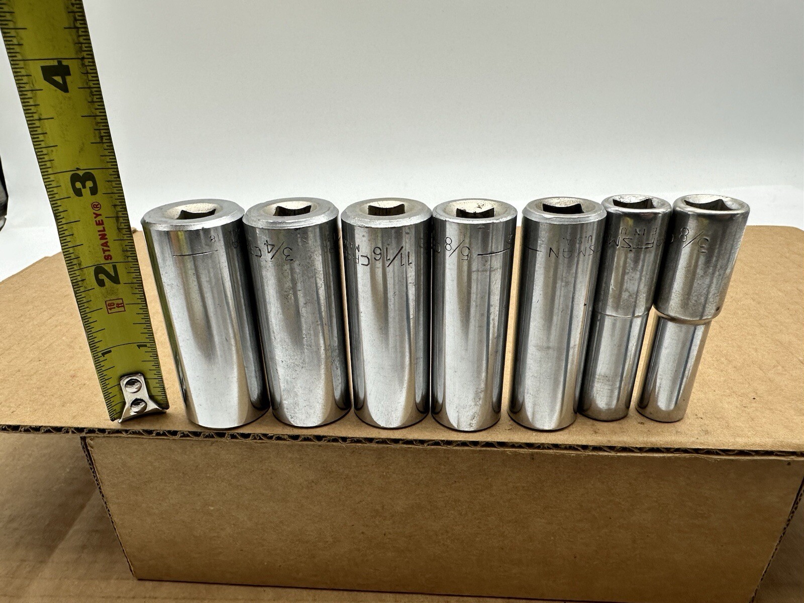 Craftsman Deep Socket Set SAE 3/8 Dr 12 Pt -EE- Series 13/16 Thru 3/8 7pca