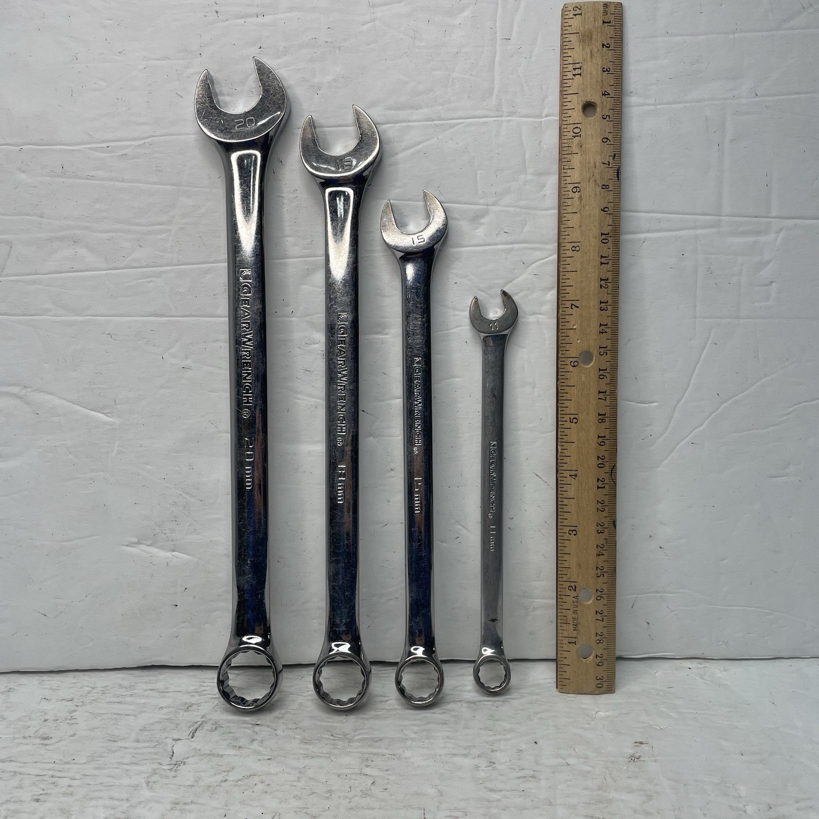 Gearwrench Wrench Set (4) – 20mm, 18mm, 15mm, 11mm – Models 81677–81668 – Used