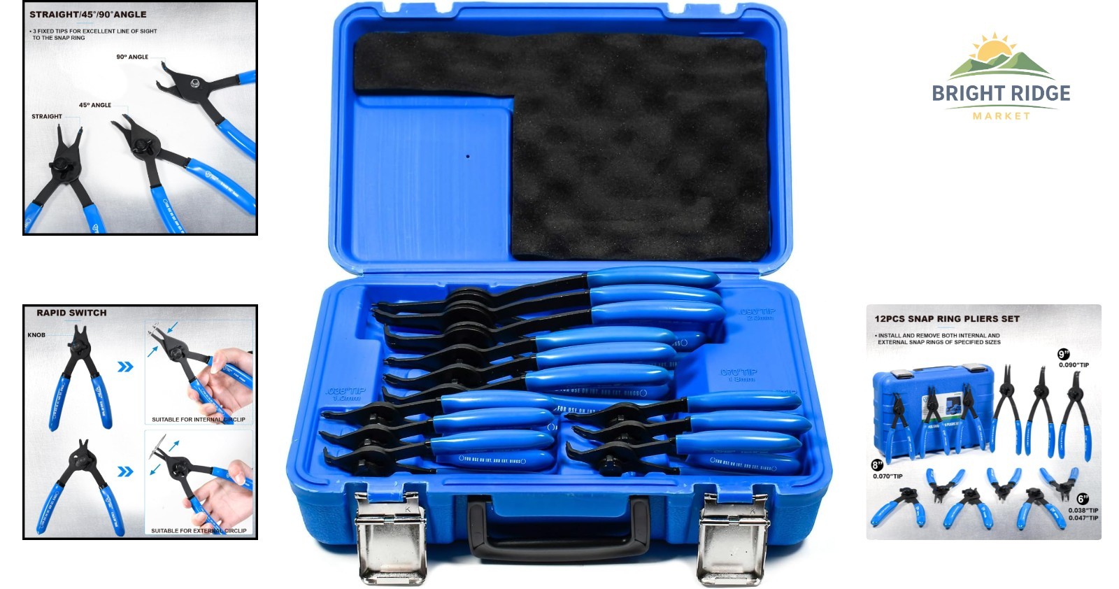 Snap Ring Pliers Set with Heat-Treated Steel for Long-Lasting Durability and Use