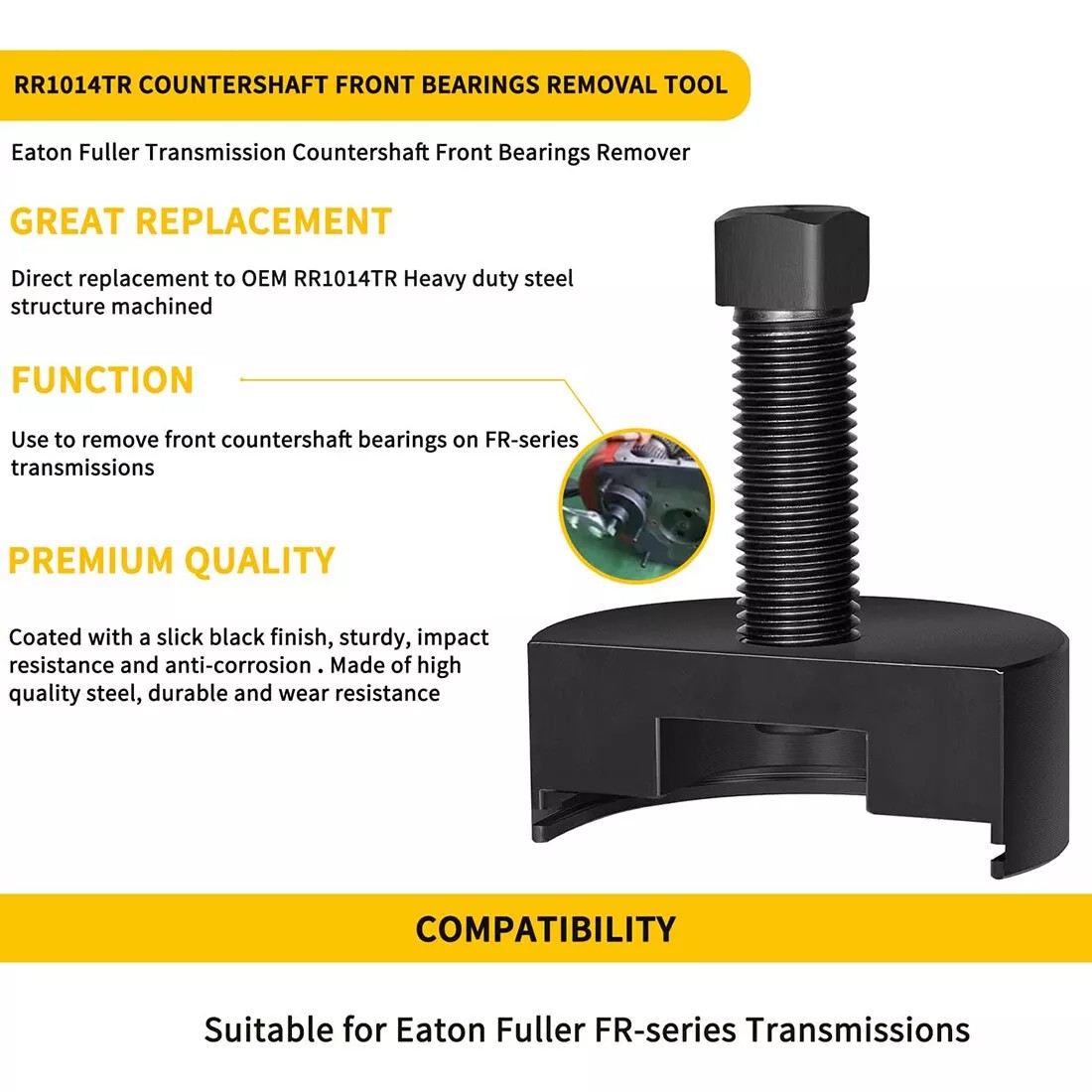 RR1014TR Transmission Countershaft Front Bearing Puller Removal Kit Eaton Fuller