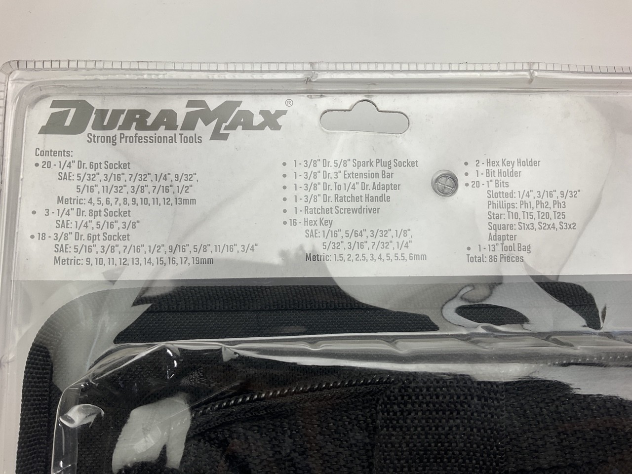 Dura Max UA50032J 86-Piece Tool Ratchet Socket Bit Set W/ 13″ Tool Bag