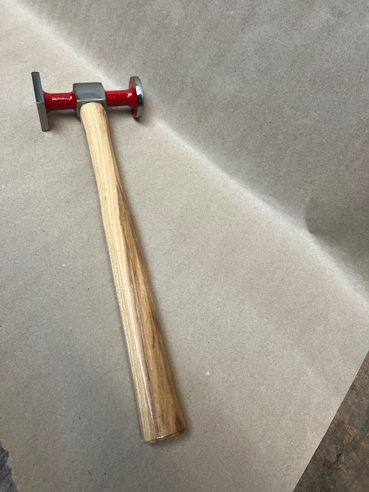 T& E Tools AUTOBODY BUMPING SQUARE shrinking hammer, ROUND FACE HICKORY HANDLE