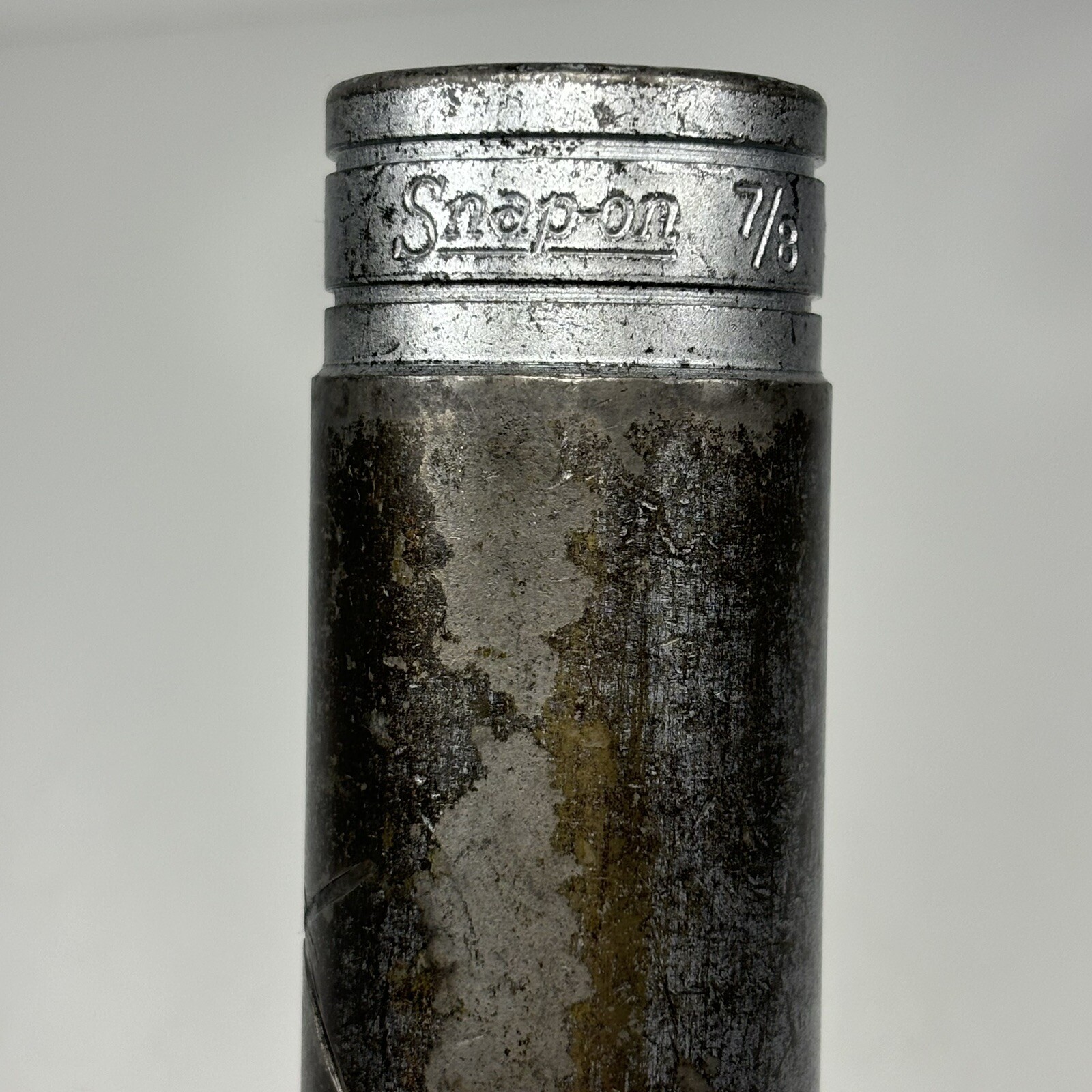 Snap On Tools S281 1/2 Dr 12Pt SAE 7/8 Flank Dr Deep Chrome Socket USA VTG 1956